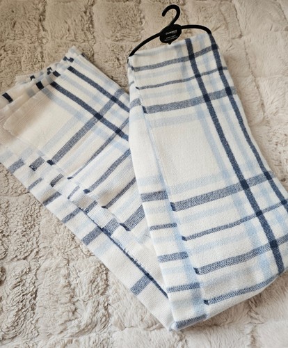 Ladies scarf blue cream tartan - ladies, blue/cream